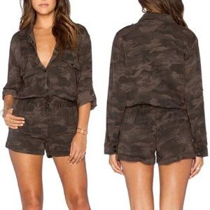SANCTUARY Soft City Romper Camouflage Button Front Drawstring SZ: M